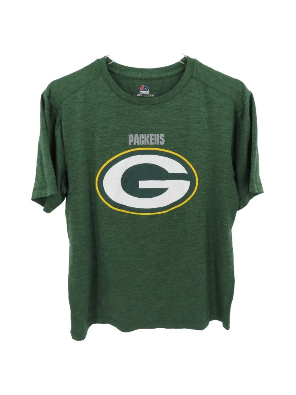 Majestic Mens Medium Green Bay Packers Logo Cool Base Short Sleeve Tee Shirt Top